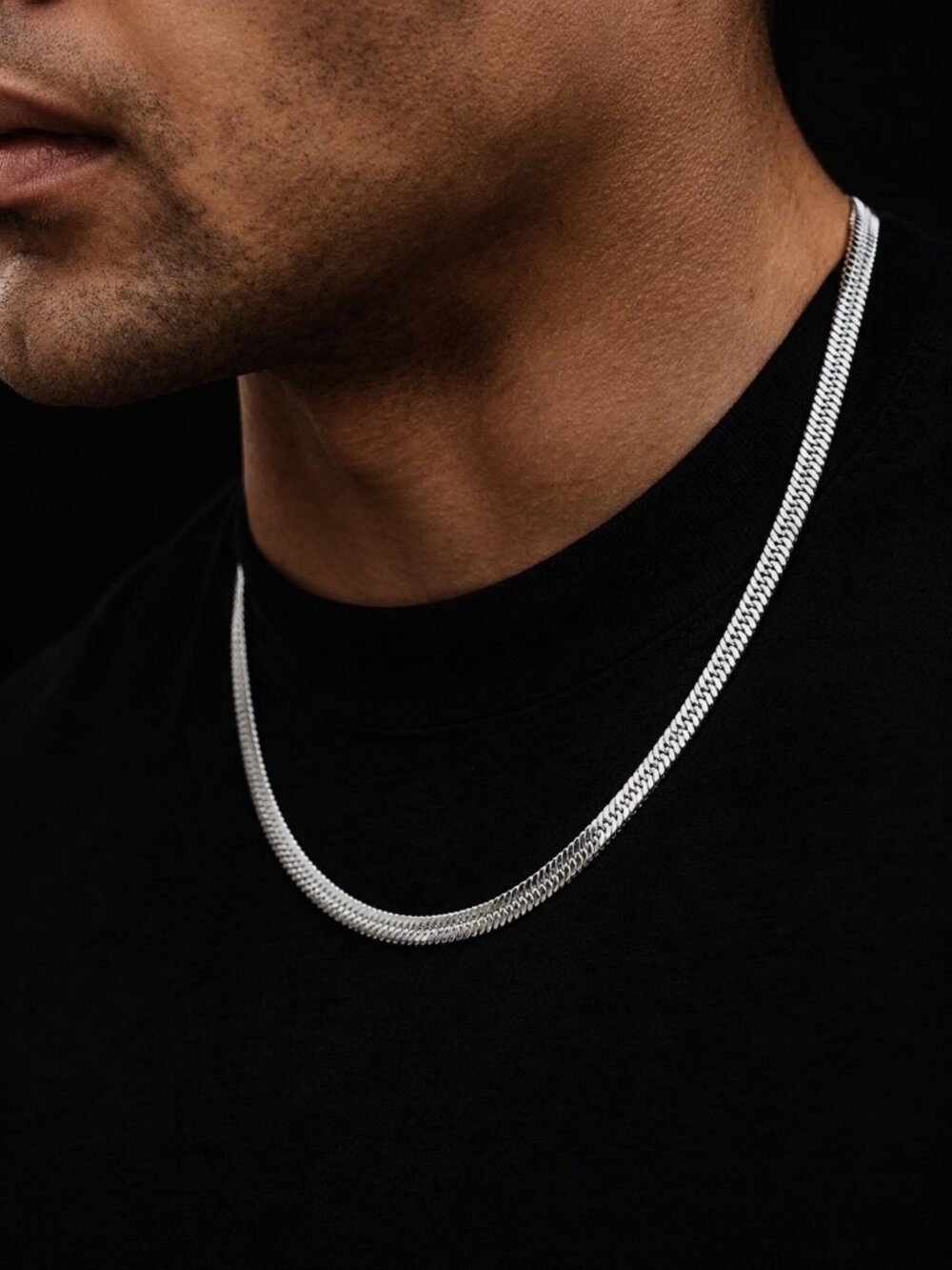 Stainless Steel Herringbone Necklace